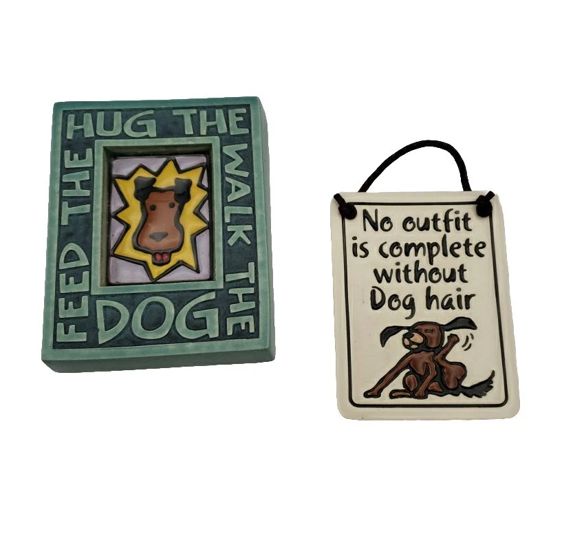 2 Placas de cerámica de pared de azulejos de arcilla Macone con temática para amantes de los perros Foto 2 de 4