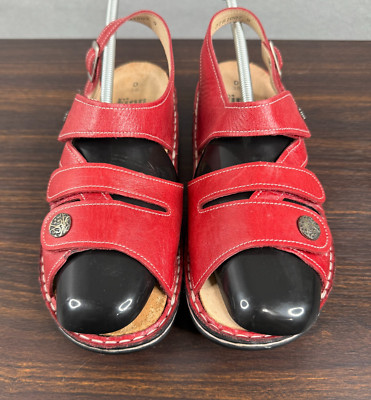 Finn Comfort Gomera Red Leather Sandals Size 7.5 D / 38 Soft Footbed Germany 