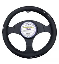 Black Bling Crystal Rhinestone Car Steering Wheel Cover Universal 14.5-15.5