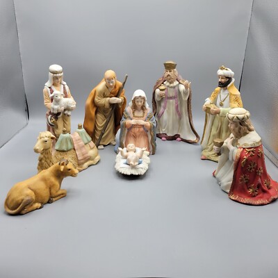 Vintage Ceramic Nativity Set, 10 Pieces 7.5