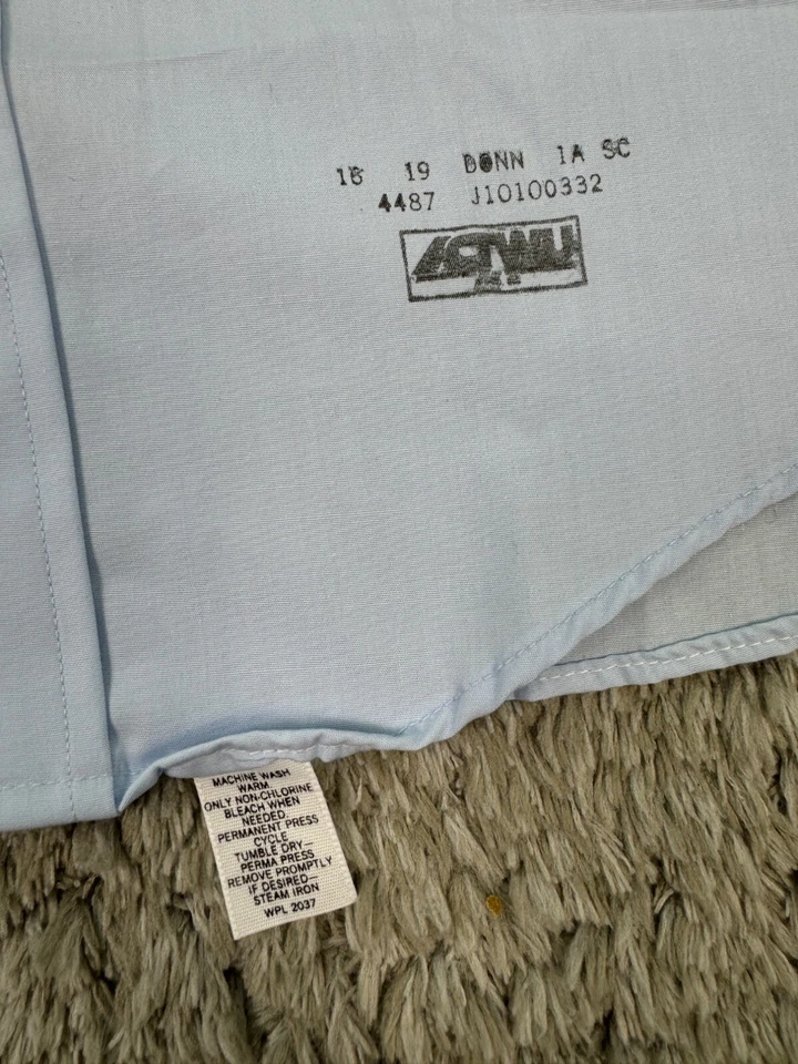 Enro 衬衫男式 16-33 蓝色 Chambray 经典府绸长袖纽扣复古美国 — 第 4/4 张图片