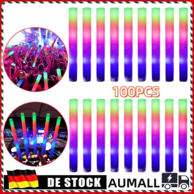 100PCS LED Glow Sticks Blinkende Konzert Leuchtstäbe Rally Light Up Foam Sticks