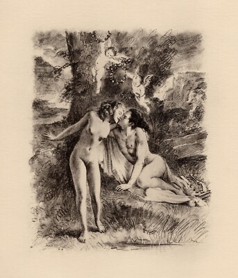 Limited 1947 Original PAUL-EMILE BECAT Lithograph ''True Loves Kiss'' FRAMED COA