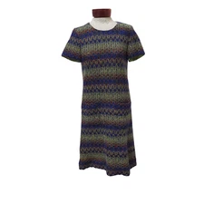 Kate Spade Sz 8 Textured Wool Yarn Sheath Shift Dress A-Line Midi Chevron NWOT