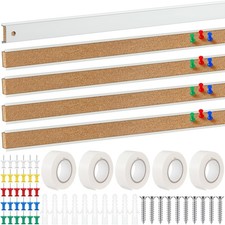 5 Pcs 48" x 1" Cork Strips Bulletin Bar Strips for Wall Bulletin Board Alumin...