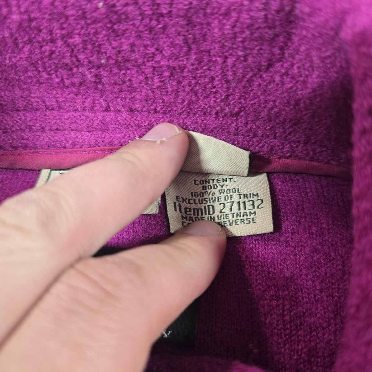 ime L.L.Bean Coat Womens L Purple Bellandi Italian Boiled Wool