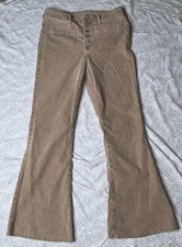 American Eagle stretch corduroy flare pants womens size 12 tan button fly