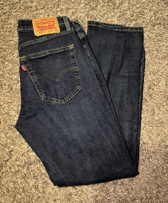 Levi's Men's Dark Wash Blue Straight Fit Denim Jeans Mid Rise 5-Pocket