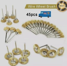 45Pcs Brass Wire Wheel Polishing Mix Brush Set for Dremel Rotary Tool Shank