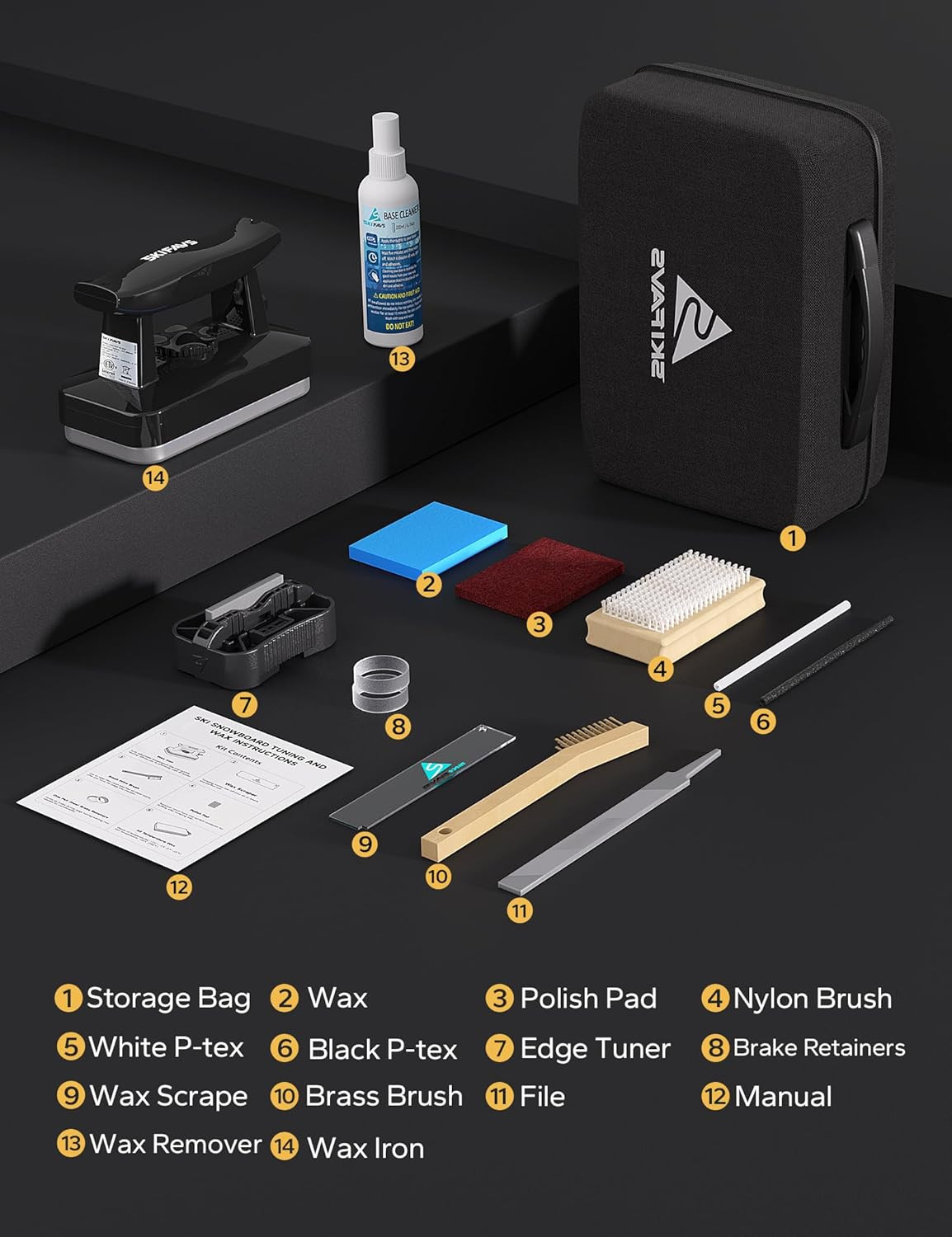 Ski/Snowboard Wax Kit, Ski Tuning & Waxing Kit with Wax Iron, Complete Basic Wax