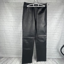 Clio Woman genuine Leather pants Sz 6 High Rise 27 X 29 Side Zip/Button