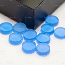 Natural Blue Chalcedony Round Cabochon Flat Coin Loose Gemstone 6mm-20mm