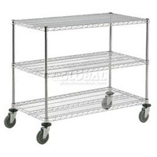 Nexel Adjustable Chrome Wire Shelf Cart 3 Shelves 800 Lb. Capacity 36"L x 24"W x