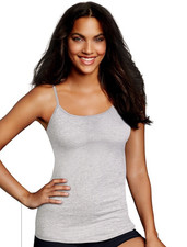 Maidenform Women's Cotton Camisole Tank Top with Shelf Bra Gray SMALL