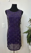Alice Olivia Purple Beaded Silk Retro Flapper Sparkle Mini Cocktail Dress Sz 4 