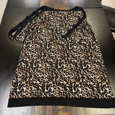 Studio One New York Womens 2x Brown Cheetah-Print Midi Style Pullover Dress A545