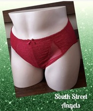 VINTAGE WACOAL 841186 CRIMSON RED 2 PR Retro Chic SHEER Hi-Cut Brief Panties XL