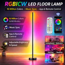 RGBICW LED Corner Floor Lamp Music Sync App Remote Color Changing Light 68Mode
