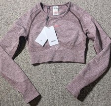 Gymshark Women  s Flex Crop Top Size Small Berry Rose/Slate NWT