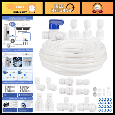 #ad 39.3FT Refrigerator Water Line Kit 1 4quot; Tubing Hose Quick Connect for Ice Mak $29.95