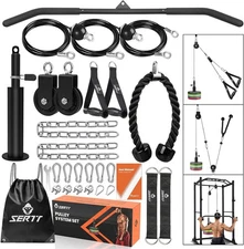 SERTT Home Gym Pulley System - Tricep Workout, Lat Pulldown, Biceps Black 