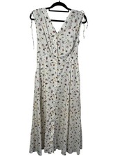Ines De La Fressange Uniqlo Floral Maxi Dress Size M White V Neck Sleeveless