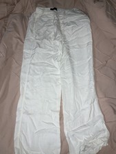 Zara Women s White Linen Pants Size Xs Drawstring Pull on Pockets Elastic Waist