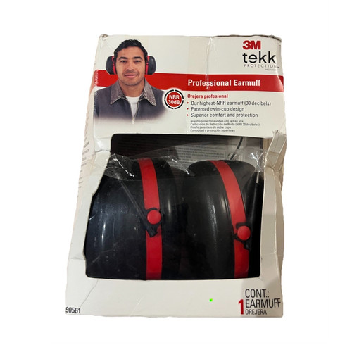 3M tekk Protection Professional Earmuff Hearing Protection Black/Red MPN 90561