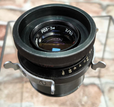CINEMA LENS USSR KMZ RO3-3M 2/50 Red P  from the movie camera konvas  012715