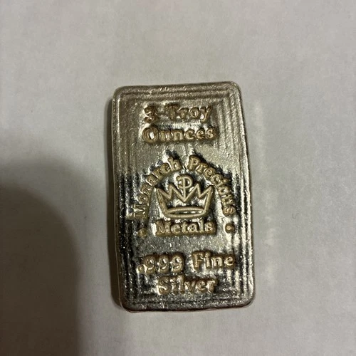 3 oz .999 Silver Bullion Bar Rare Hand Poured Monarch Precious Metals 3 Troy Oz