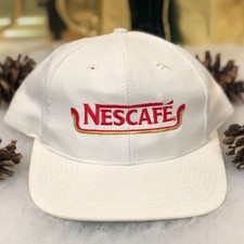 Vintage 90s NASCAR Nescaf  Coffee Racing Twill Snapback Hat Cap White