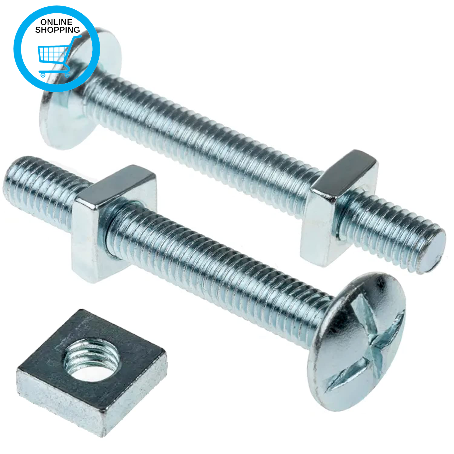 Pack of 100 X M6 X 40Mm Roofing Bolts + Square Nuts
