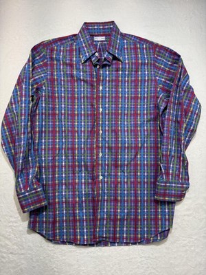 Maus & Hoffman Shirt Mens Medium Multicolor Plaid Long Sleeve Button Up Casual
