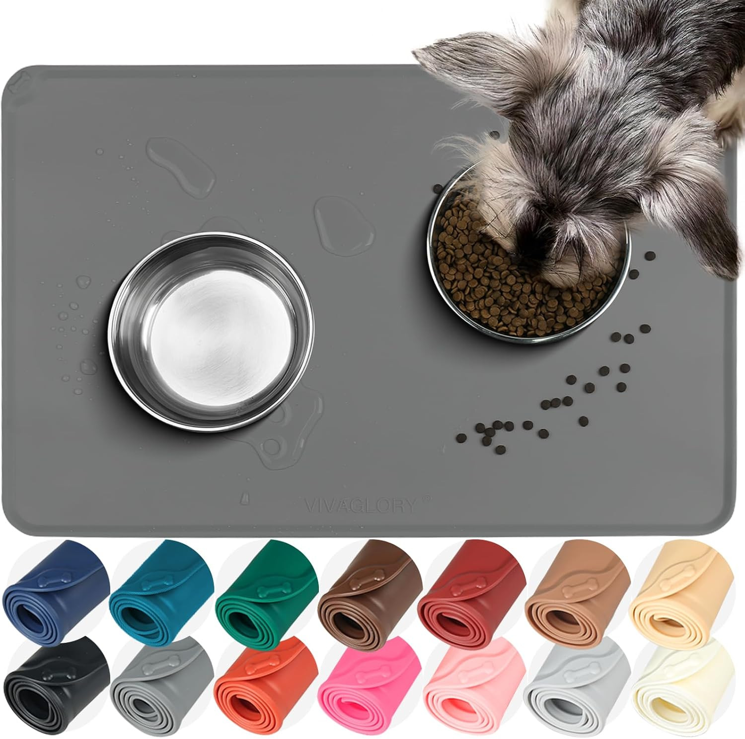 Mat Flexmat Dog Bowl Mat Placemat Food Tray With Raised Edges & Lip