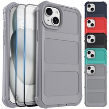 For Apple iPhone 15 Plus Rugged Shockproof Case Hard Soft Cover Screen Protector