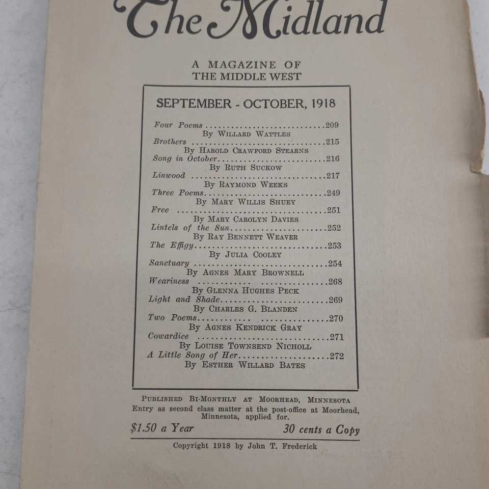 The Midland Magazine Of The Middle September October 1918 Willard Wattles Weeks - Image 2 of 4