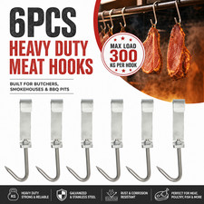 6Pcs Galvanized Steel Butcher Hook Heavy Duty Hanging Meat Hook 17mm Diameter UK