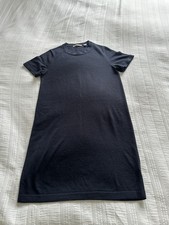 Uniqlo Navy Blue Extra Fine Merino Wool Short Sleeve Knit Dress Size M 10 REPAIR