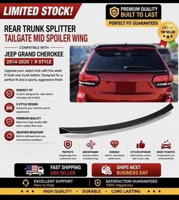 Tailgate Mid Spoiler Wing Compatible with Jeep Grand Cherokee 2014-2020 R Style