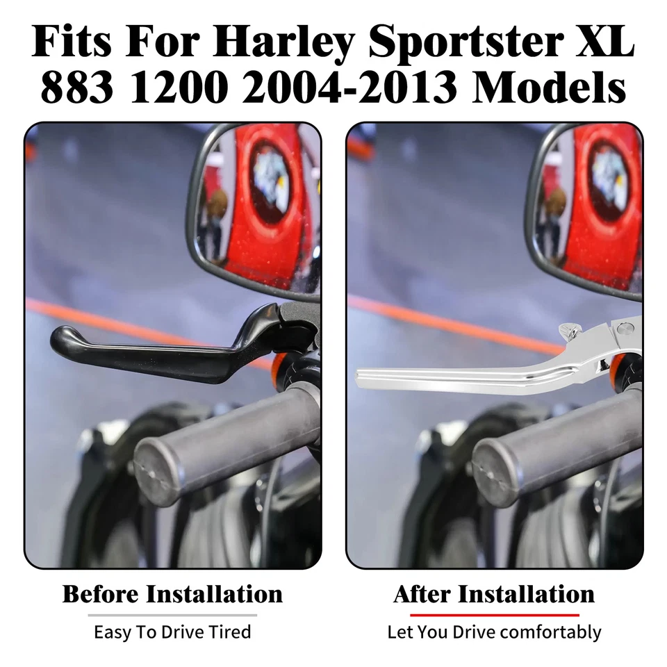 Chrome Brake Clutch Levers Fit For Harley Sportster Iron 883 1200 XL 48 72 04-13 - Image 3 of 4