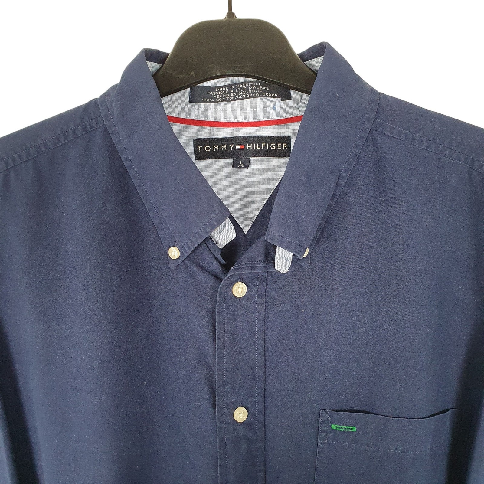 TOMMY HILFIGER Navy Shirt Long Sleeve Casual Mens L image 2