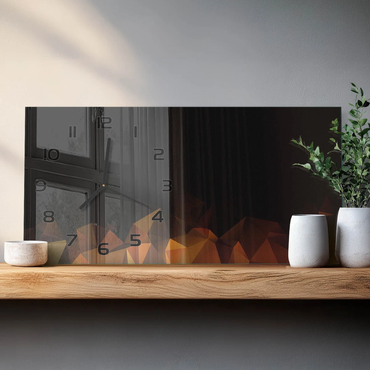 Reloj de Pared Rectangular Horizontal Decorativo de Cristal Abstracción 60x30 cm