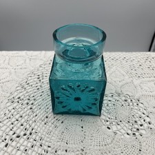 Dartington Marguerite Square Kingfisher Blue Vase 12cm By Frank Thrower