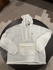 VTG 70 s Izod Lacoste anorak pullover windbreaker jacket Sz L Clear White Hood