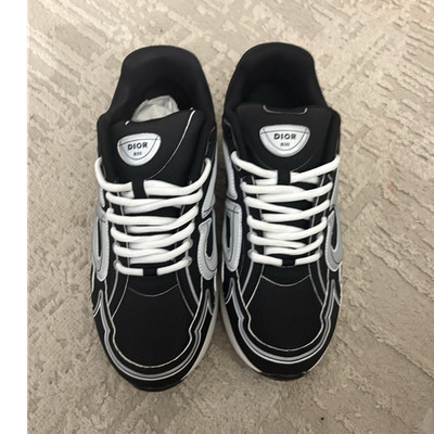Dior B30 Men's Low Top Colorblock Lace-Up Sneakers Black White Gray Rubber