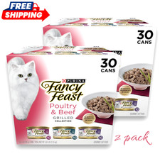 Purina Fancy Feast Grilled Poultry Beef Wet Cat Food 3 oz 30 Cans 2 Pack