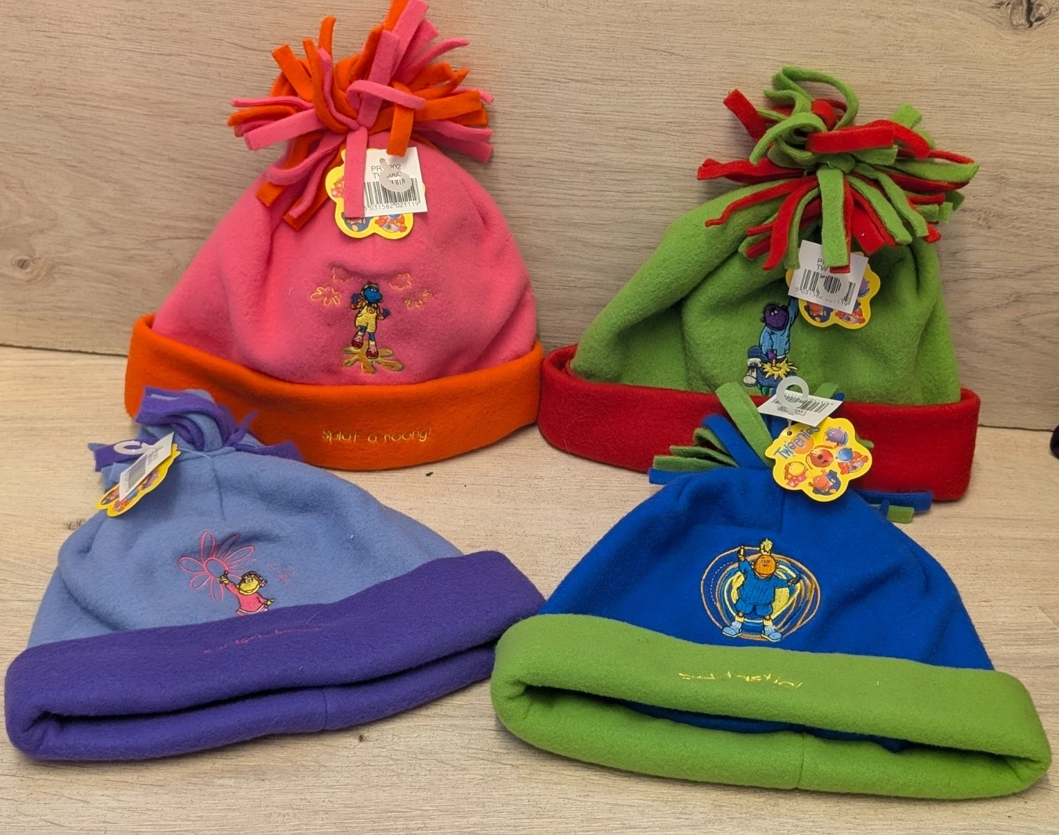 The TWEENIES hats Fleece Children MultiColour set Beanie Winter age 12-18 M 90s