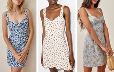 Women Reformation V-neck Floral Sleeveless Tank Mini Dress