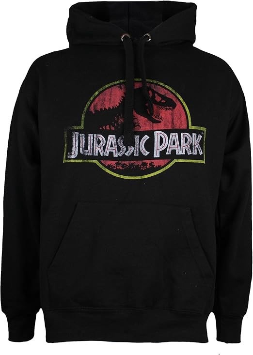 Classic Jurassic Park Distressed Logo Hoodie for Men by Universal Studios