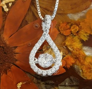 Authentic 14K Gold Plated 925 Silver Infinity CZ Dancing Necklace 1CT NWT